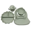 Children's Dinner Plate Pumpkin Divided Plate with Meal Bib Learning Cup with Suction Cup Autonomous Feeding and Eating Training 3
