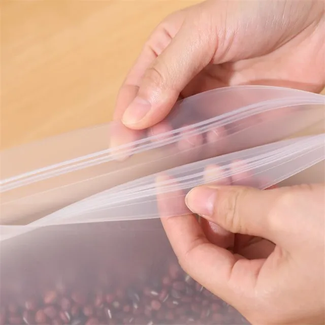 1Pc Újrafelhasználható Szilikon Élelmiszer -Tároló Táska Álljon Fel Cipzáras Szivárgásálló Tartályok Friss Ételtároló - Image 6