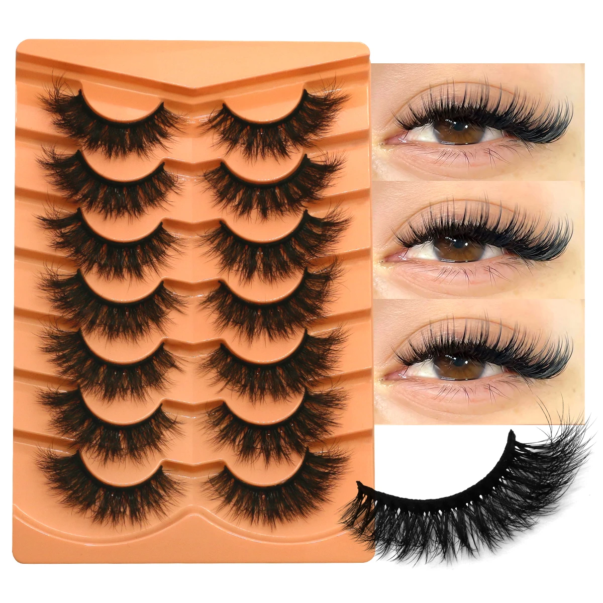 Bunte Wimpern Set – 7 Paar Farbige Kunstwimpern (Nerz-Optik) – Dramatisch, Lang & Gekräuselt Für Besondere Looks