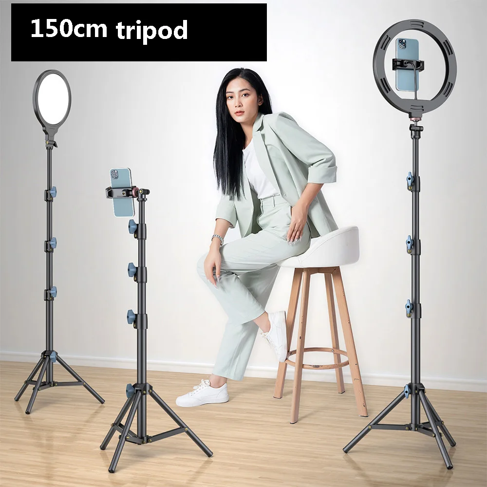 휴대용 접이식 금속 삼각대 스탠드 홀더 (카메라, 휴대폰, LED 플래시 링 라이트, 라이브 스트리밍, 블로거용)