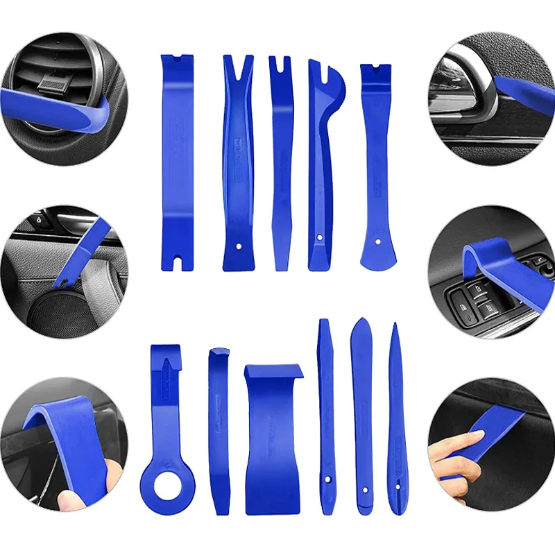 Kit Rimozione Finiture Auto 7 Pezzi Con Pinza Per Clip E Cacciavite 6'' – Attrezzi In Plastica Per Cruscotto E Pannelli Porta (Rosso) - 2