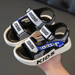 Breathable Boys' Summer Sport Sandals - Comfortable Non-slip Beach Shoes with Soft Soles - 29 insole18cm (Blue)