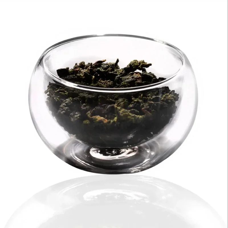 1pcs Double Wall Clear Glass Tea Cup 50ml Layer cup mug heat-resistant glass double cup Kung Fu tea cups tea cup drinking glasses