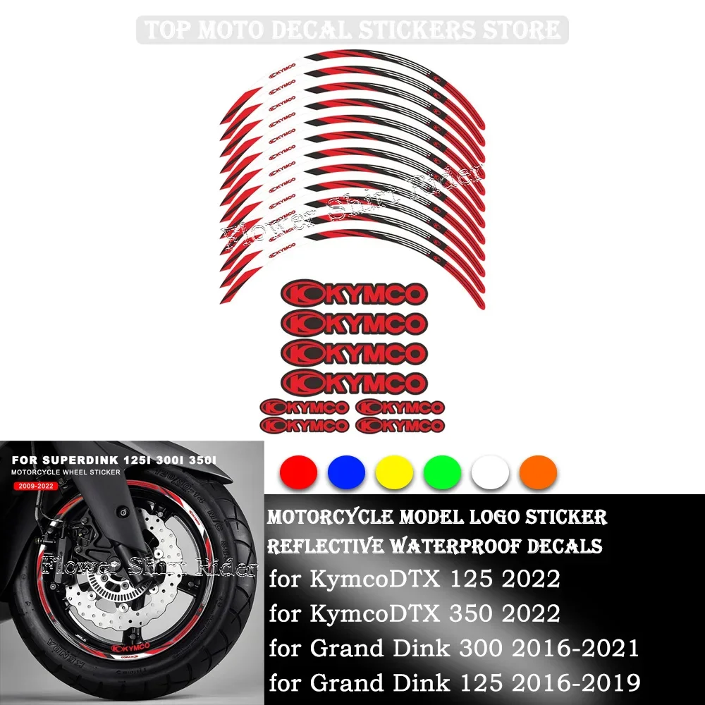 Adesivo Ruota Moto Impermeabile Mozzo Decalcomania Bordo Striscia Nastro 17 Pollici Per Kymco Superdink 125I 300I Grand Dink 125 300 Dtx