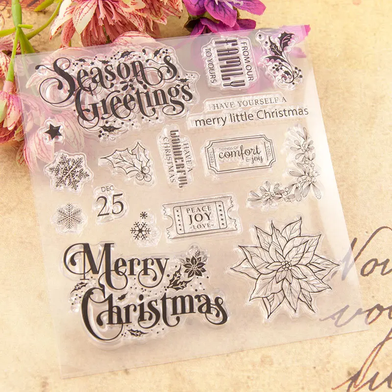 Merry Christmas Clear Stamps Transparent Silicone Stamp Seal for Card Making Decoration and DIY Scrapbookig T1639,clear stamps,clear rubber stamps,christmas cutting dies and stamps