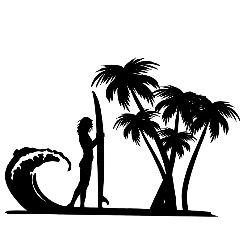 Car Sticker Funny Surf Girl Ocean Waves Die Cut Vinyl Decal Car Accessories Motorcycle Helmet Car Styling