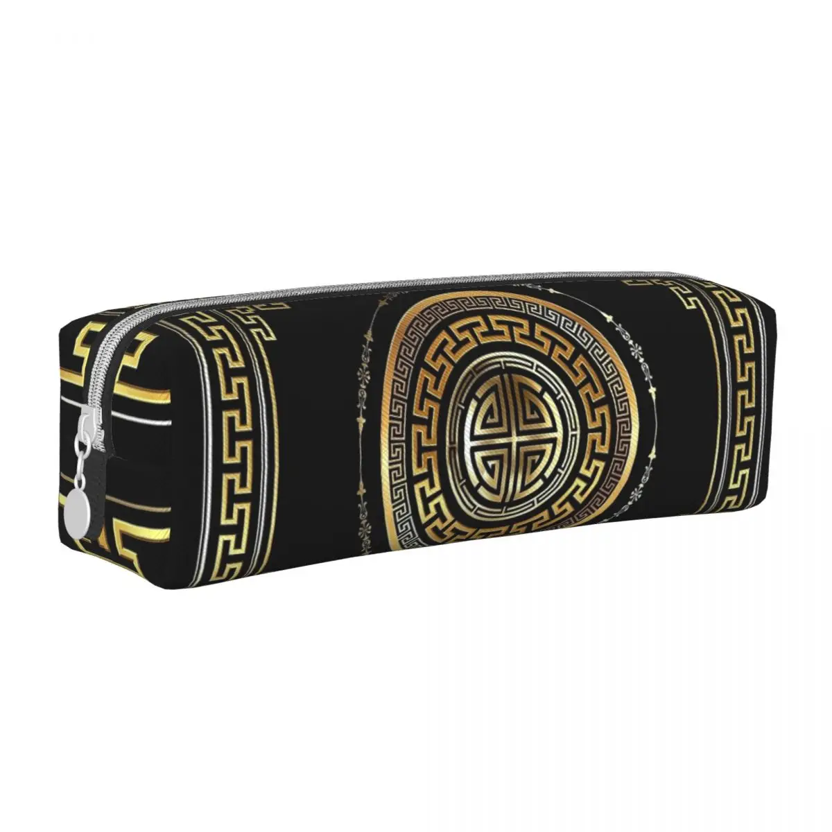 

Greek Key Meander Black Gold Large Pencil Cases New Pen Bags Girls Boys Big Capacity Office Gifts Pencilcases