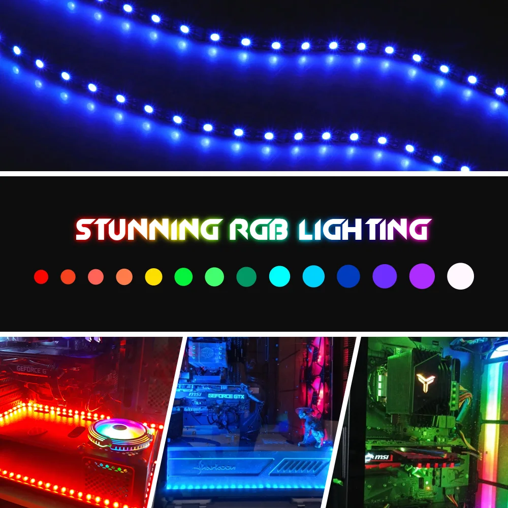 PC RGB Gaming LED Strip Lights Case Lighting Gamer DIY for Aura