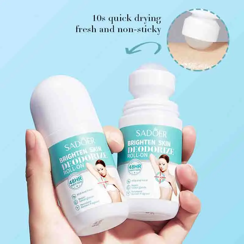 SADOER Deodorizing Body Lotion Roll-On Bead Deodorize Armpits Refreshing Body Skin Brightening Underarm Anti Sweating Odor Cream 6