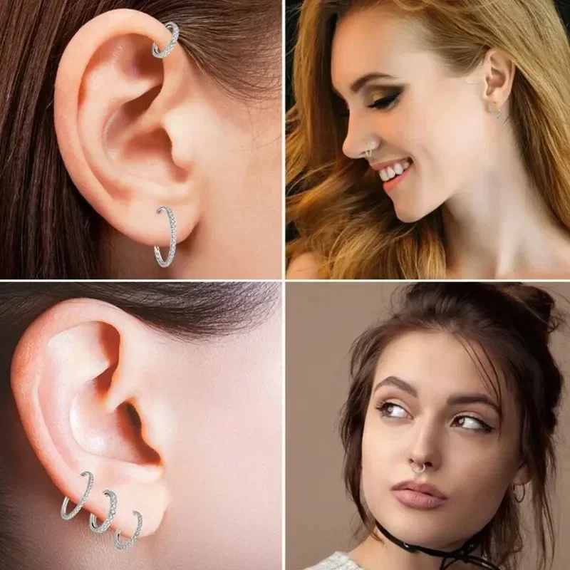 FIOROYAL 9Pz 16G Piercing Orecchio Donna Orecchini Acciaio Chirurgico Anallergici Fiore Orecchino Cartilagine Opale Orecchino Helix Gioielli Piercing Trago Conch Helix Argento