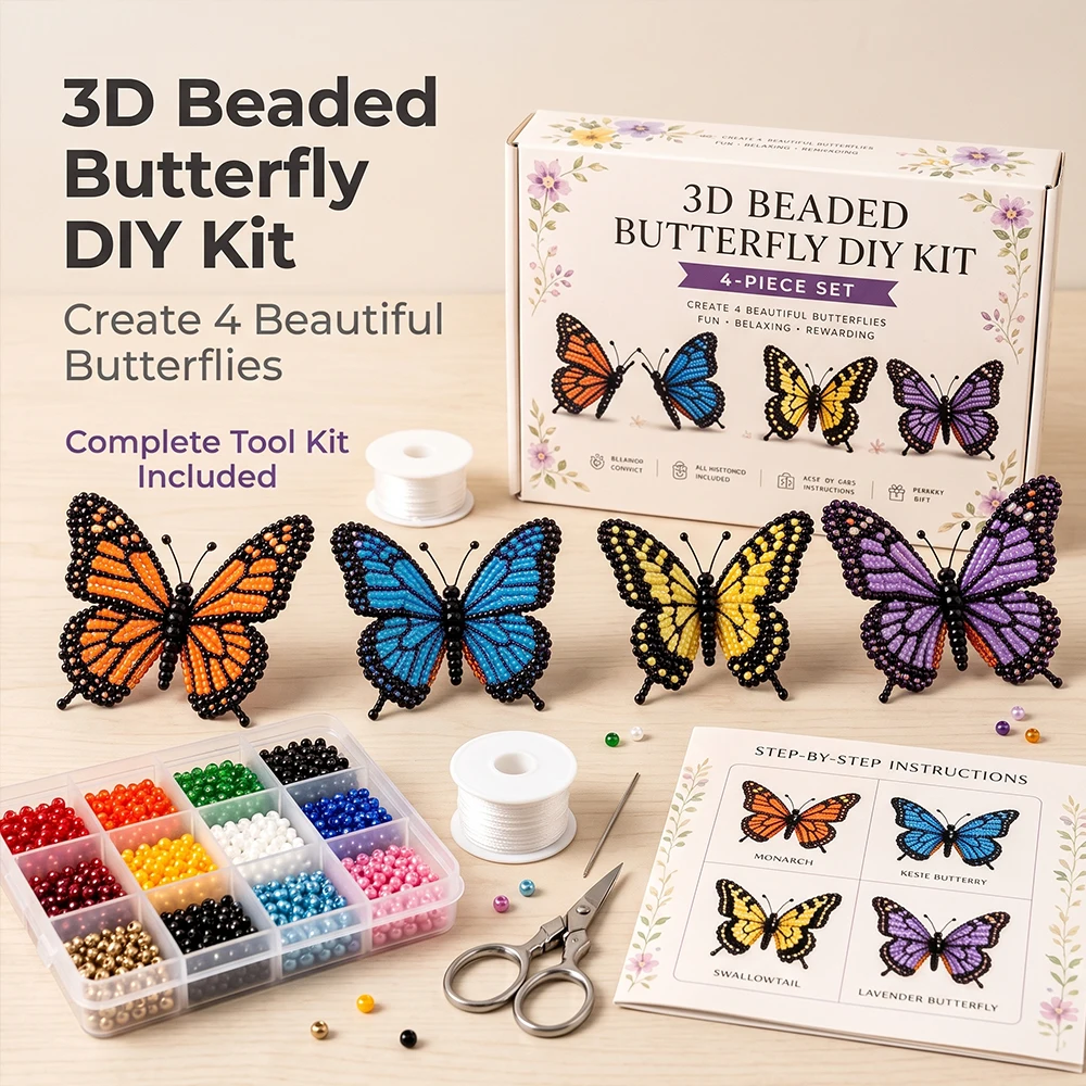 Exquisite Floral Butterfly 3D Beading Kit – Premium Handcrafted Home Decor Gift Box