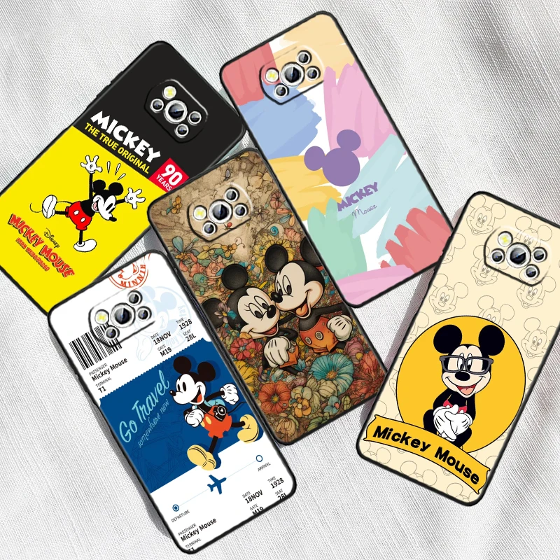 

Fashion Mickey Minnie Disney For Xiaomi Mi Poco F5 F4 F3 F2 X5 X4 X3 M6 M5 M5S M4 M3 C40 Pro GT NFC 5G Black Phone Case