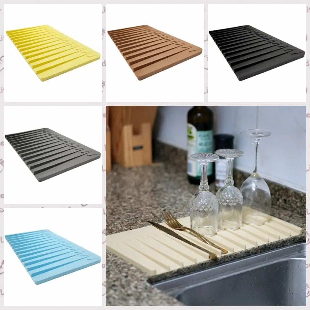 

Heat-resistant Dish Drying Mat Multiple Usage Non-slip Silicone Sink Mat Sink Protector Refrigerator