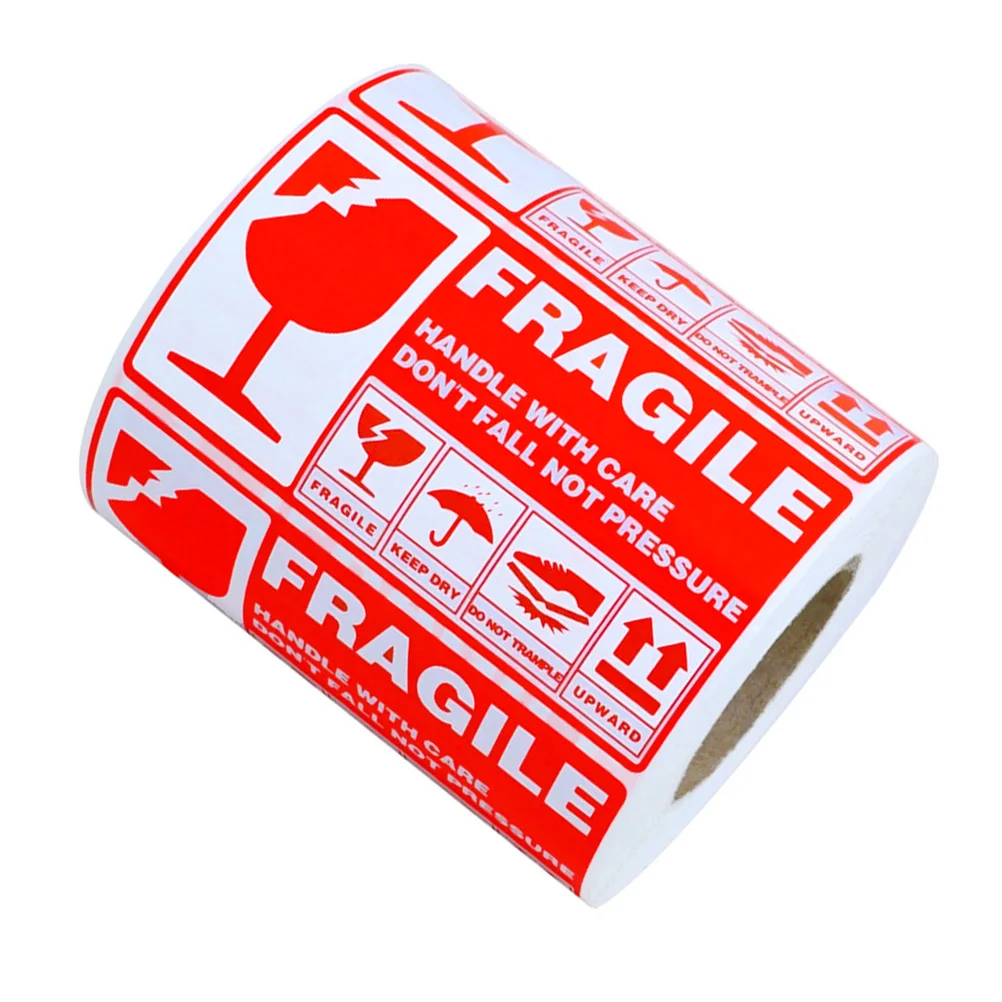 

300 Pcs Label Sticker Package Labels Fragile Stickers Red Tags Warning Handle with Care Paper Shipping Packing Mailing