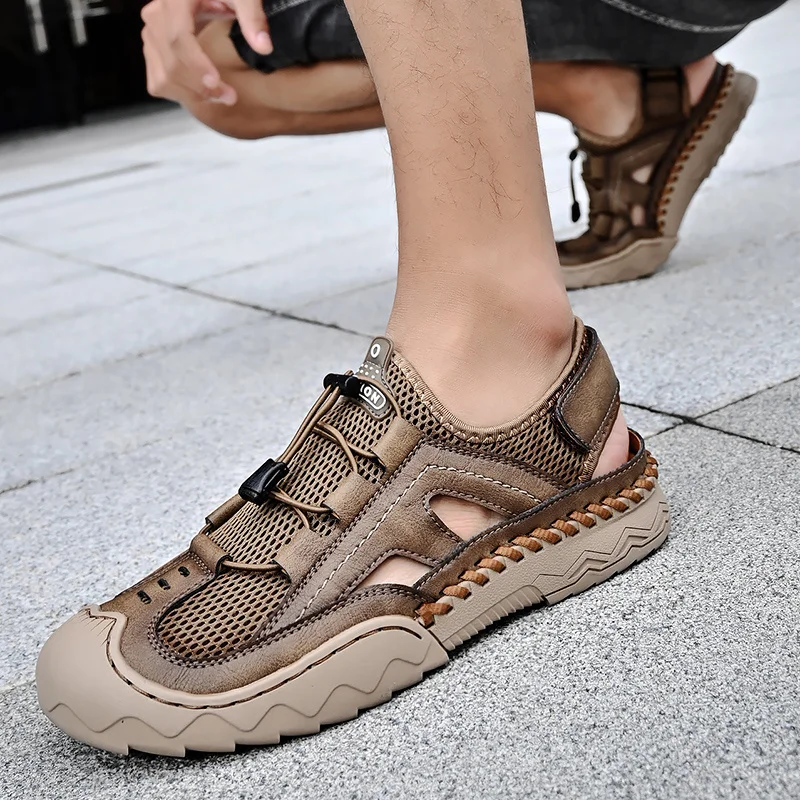 Mens Sandals Outdoor Sports Summer Shoes Low Heel Sliders Sandals Summer Men's Beach Shoes_voghion.com