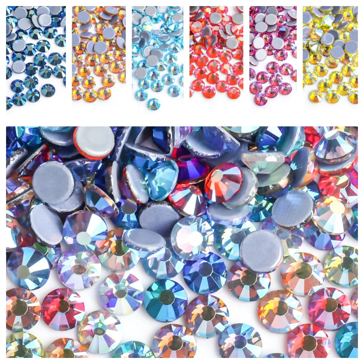 30 Colors Crystal AB Mix Glass Hot Fix Rhinestones For Clothing Decoration Garment Flat Back Iron On Rhinestone