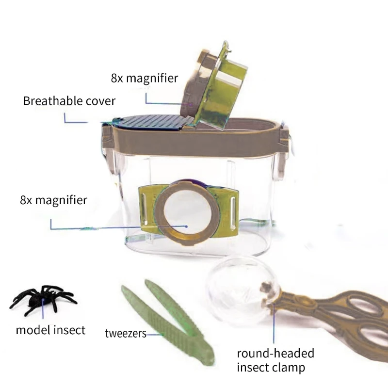 Outdoor Educational Kit for Insect Including Feeding Tool Observation Cage Clip Feeding Clamp Outdoor Exploration