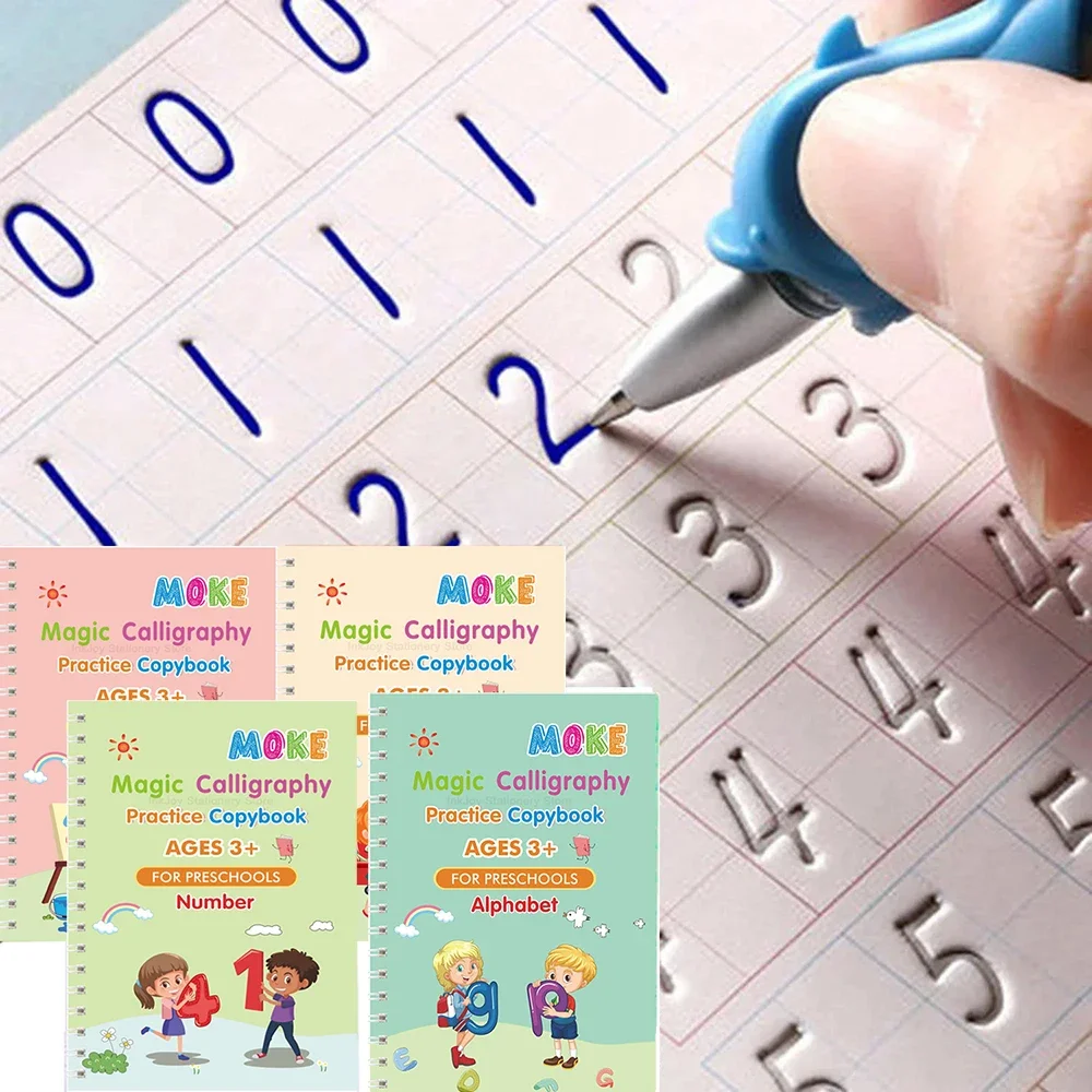 영어 서예 공책 몬테소리 어린이용 마술 쓰기 책, 재사용 가능한 교육용 서예 편지 연습 장난감, 신제품