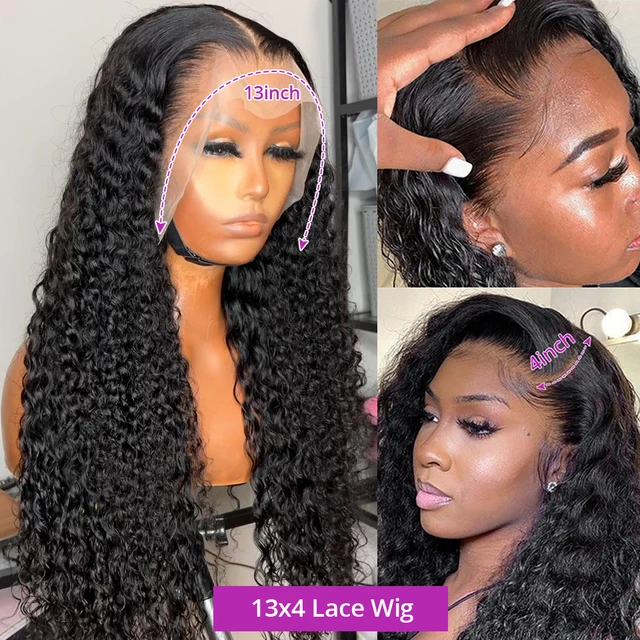 Brazilian 13x4 Transparent Jerry Curly Lace Front Human Hair Wig Water Wave Lace Frontal Wigs Pre Plucked Deep Wave Frontal Wig 4