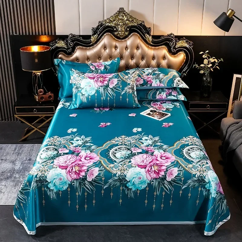 Embroidery Bed Linen Home Decoration Cool Fitted Bed Sheet Plus Size Art Flower Comfortable Bedspread for Double Size Bed 3