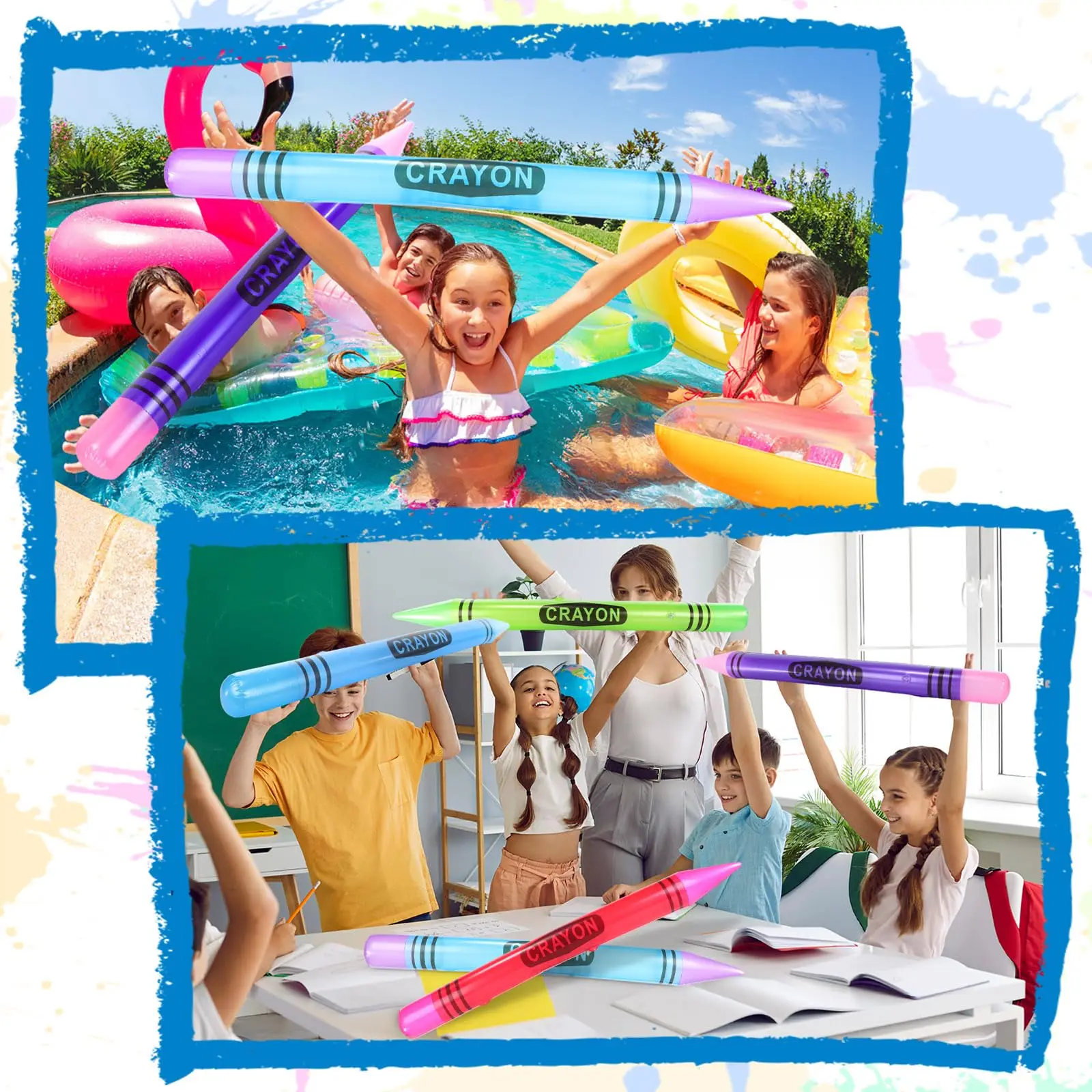 Jumbo Inflatable Crayon Balloon Neon Back to School Party Decoration First Day Of School Classroom Supplies