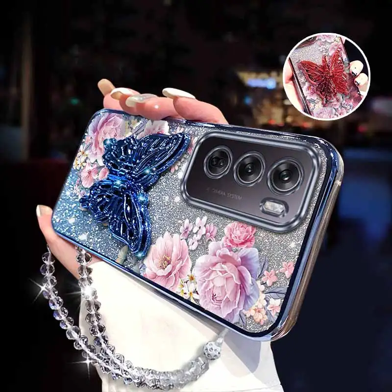 Pink Peonies Plating Bracelet Holder Phone Case