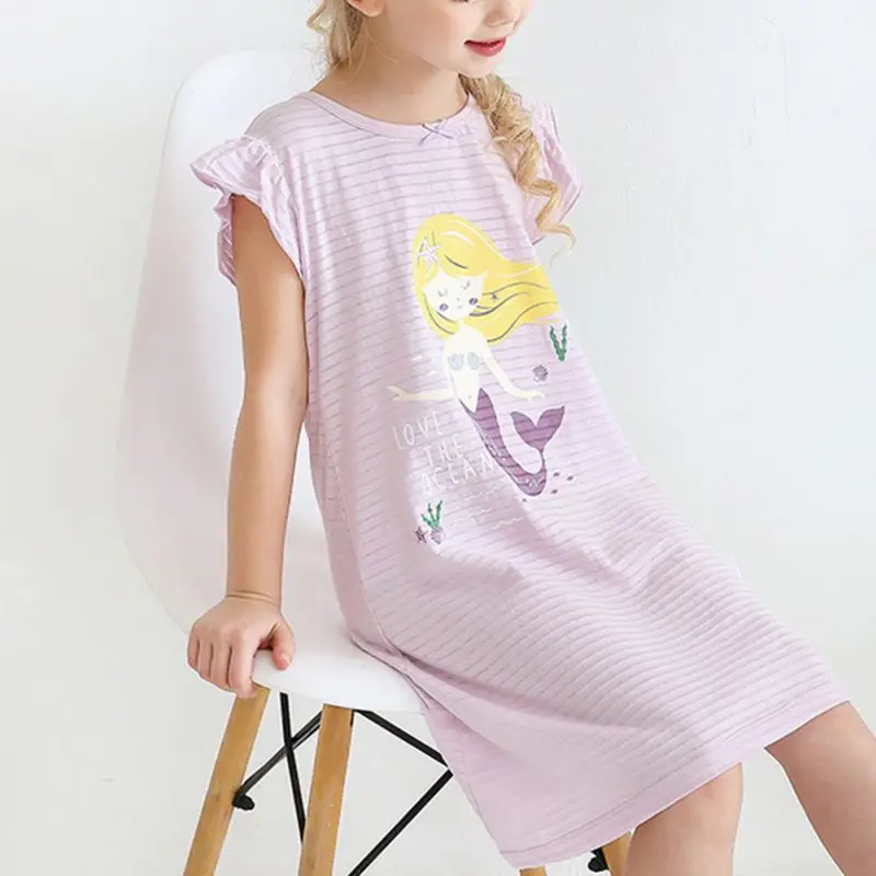 여아용 코튼 잠옷, 프린트 디자인, 편안한 착용감, 고품질 원단, 2-9T, 여름