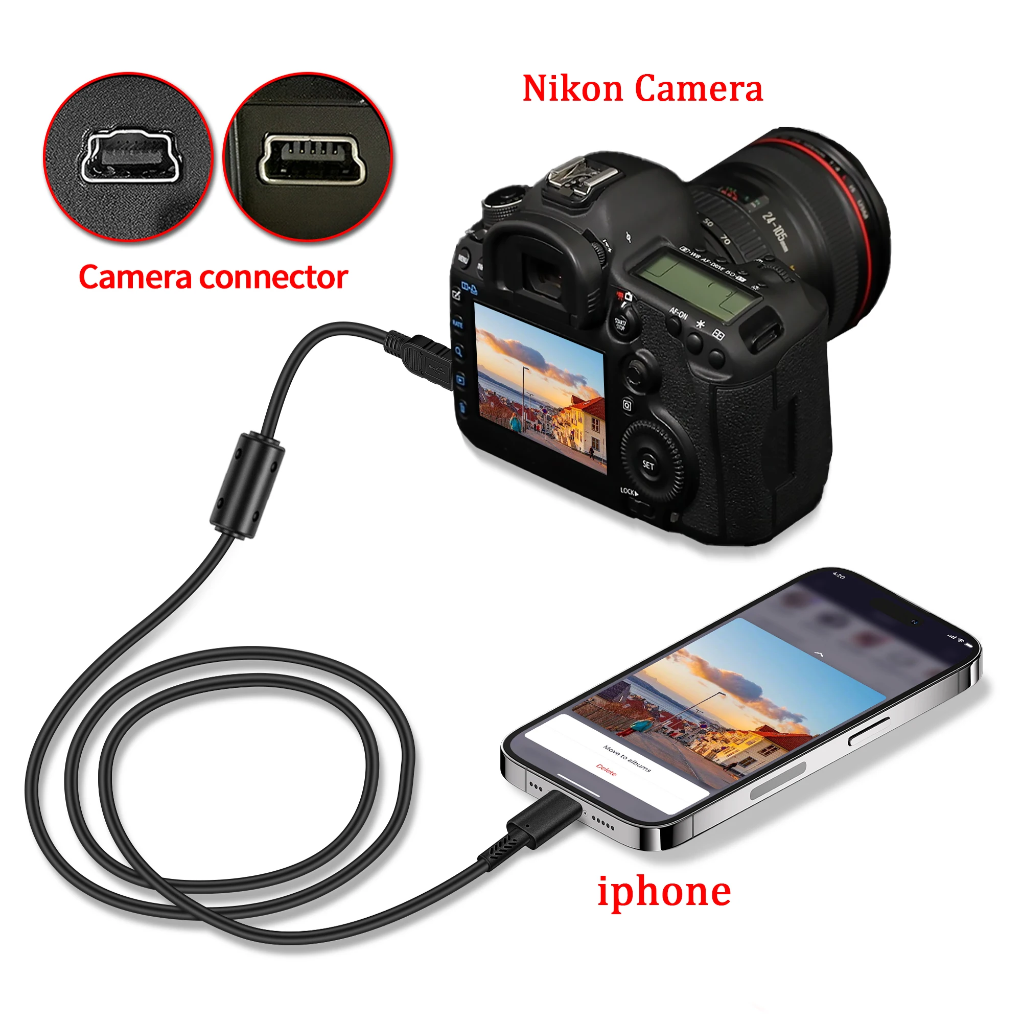 For Canon Camera to Lightning port OTG cable for iphone14,13,12,8