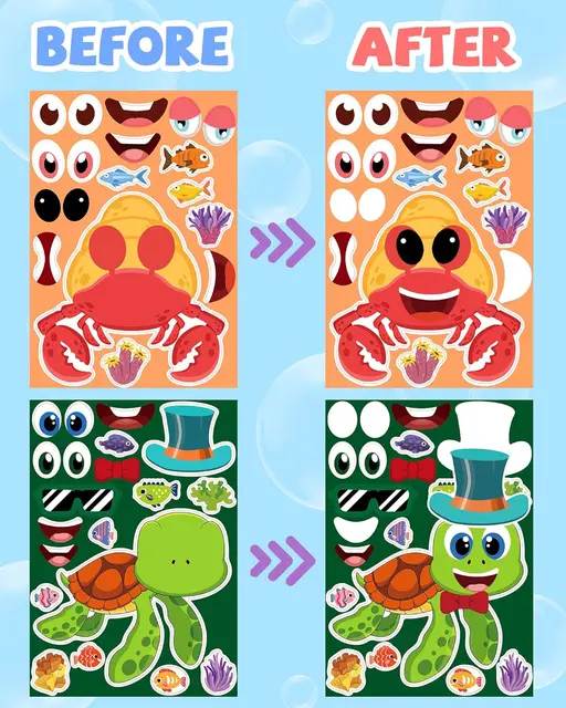 16 Sets Sea Animal Scenes Stickers Make Your Own Fish Tank Sticker