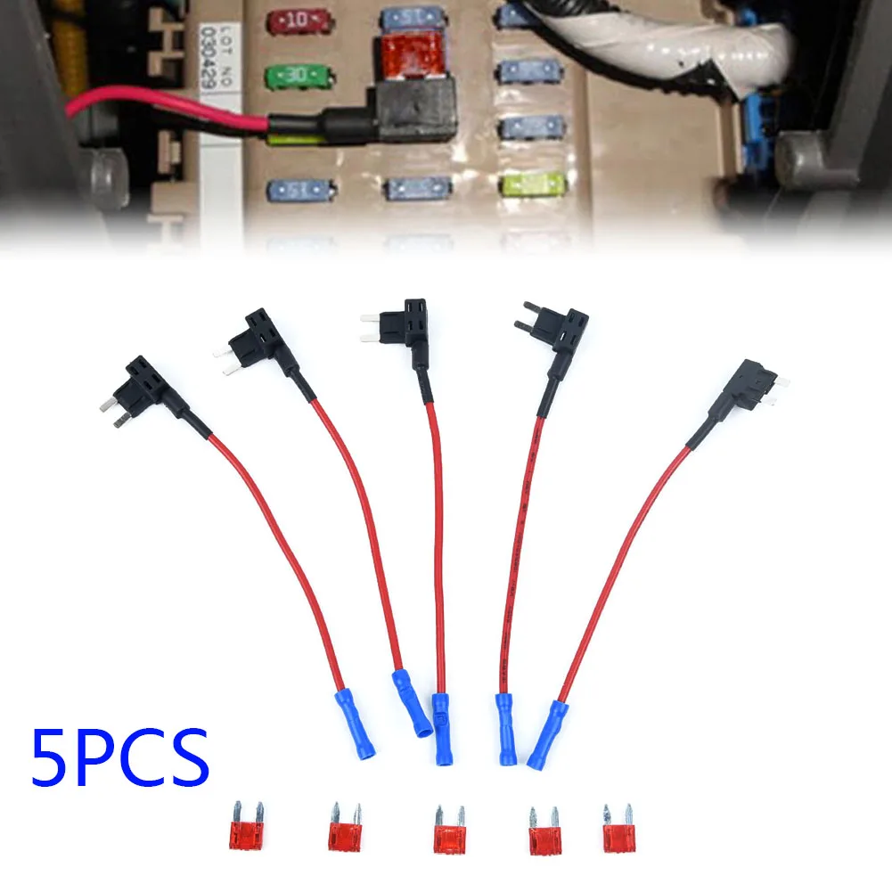 

5Pcs 12V Add A Circuit Mini Blade Fuse Holder Standard ATM APM Piggy Back Fuses Tap Auto Fuse Box Fusible Alarm Parts
