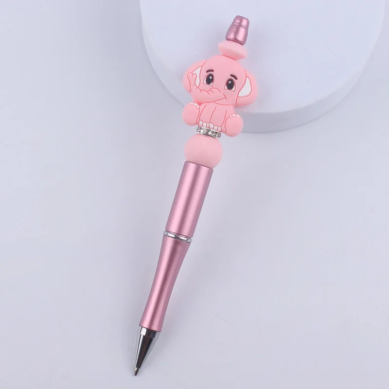 DIY Bead Ballpoint Pens Cartoon Animal Koala Elephant Silicone Beaded Pen Colorful Plastic Multifunctional Ballpoint Pen