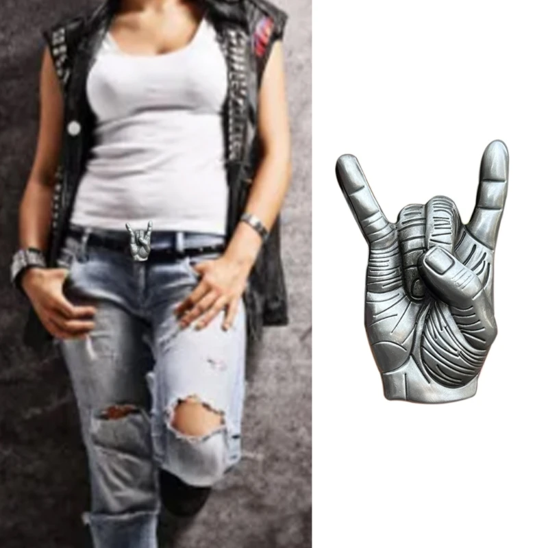 

Gothic Style Musician Rock Gesture Belt Buckle Delicate Belt Buckle DIY Waistband Accessories Cowboy Rock Style Buckle