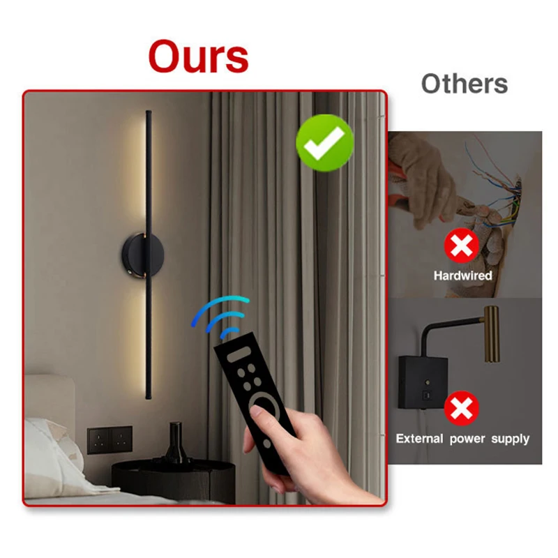 Nordic Wireless Touch Switch Dimmable LED Wall Lights Decor for Corridor Stairs Rechargeable Battery LED Wall Lamps Sconce