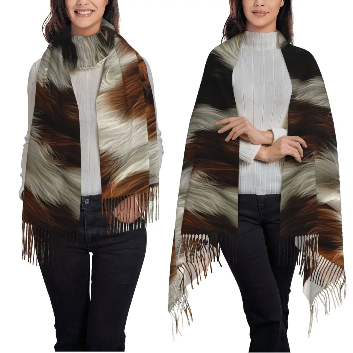StylishCowFurCowhideTextureCowSkinPatternScarfTasselScarvesforWomenShawlsandWrapsLargeFallWinterShawlWrap-AliExpress200000297