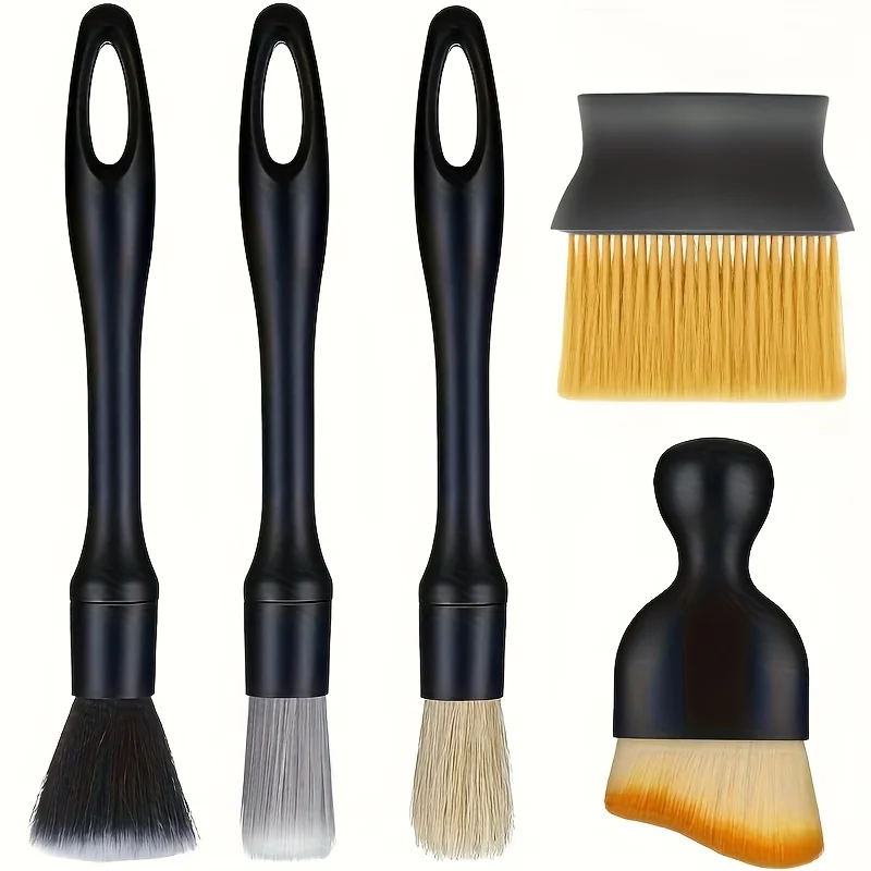 5pcs Car Detailing Brush Set Car Interior Detailing Brushes Auto Ultra Soft Brush Wheel Brush Car Cleaning Products
