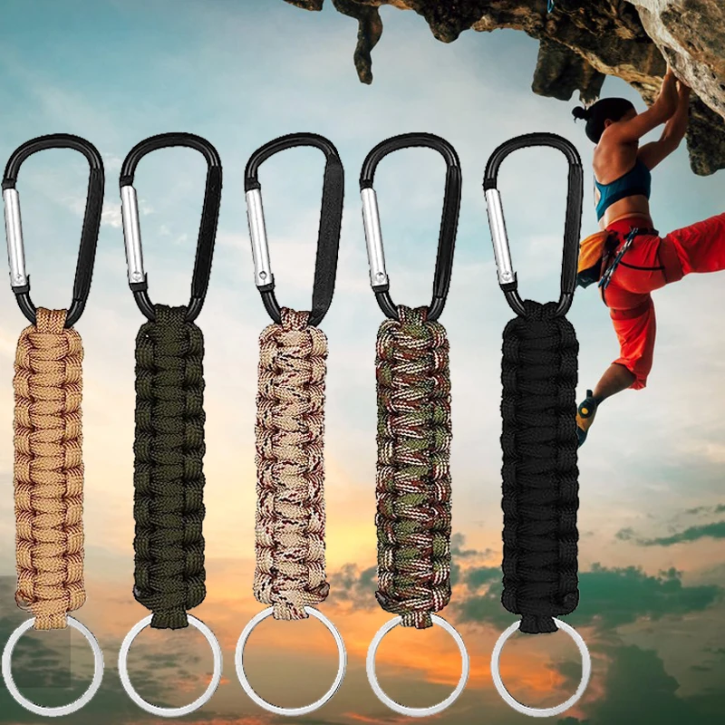 

Paracord Keychains with Carabiner Braided Paracord Lanyard Utility Survival Kit Hook Clip for Outdoor Camping Hiking Backpack