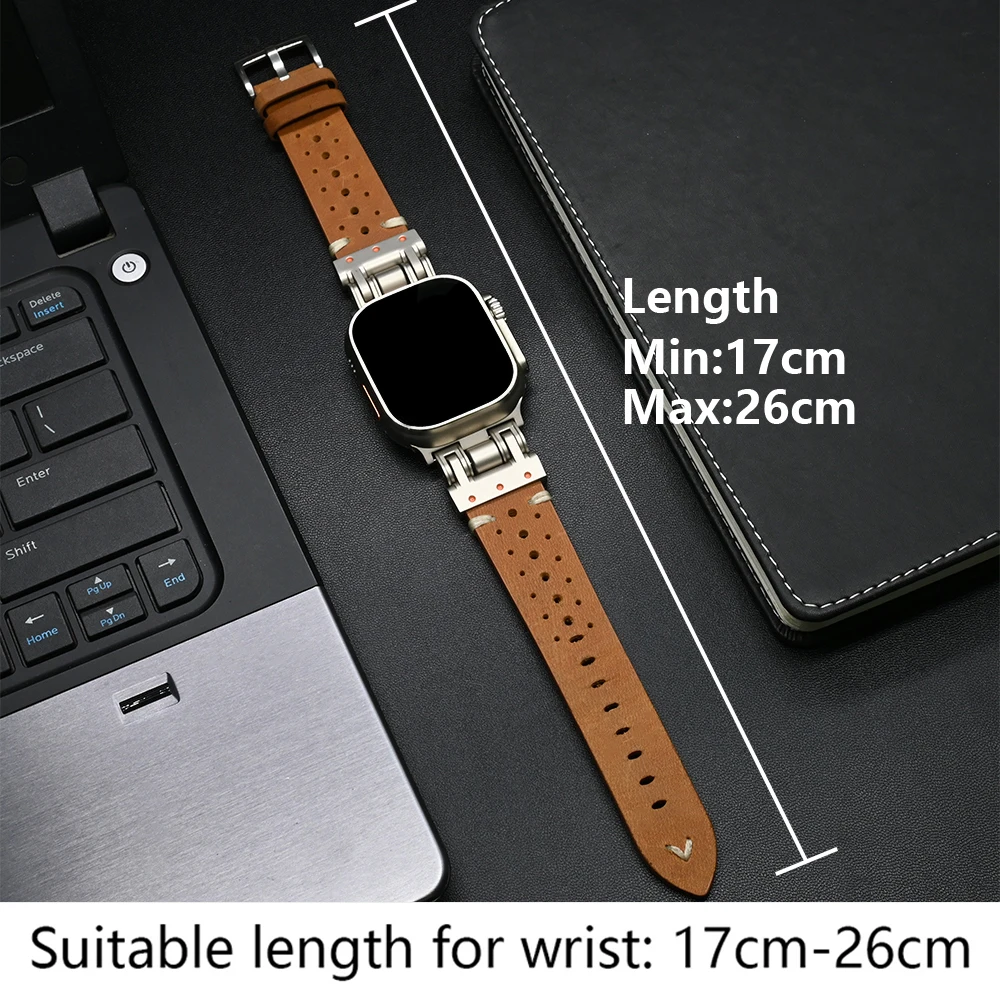 애플 워치용 가죽 스트랩, 49mm, 시리즈 9, 8, 7, 45mm, 한국 남성 밴드, 아이워치 6, 5, 4, Se 3, 44mm, 42mm 팔찌