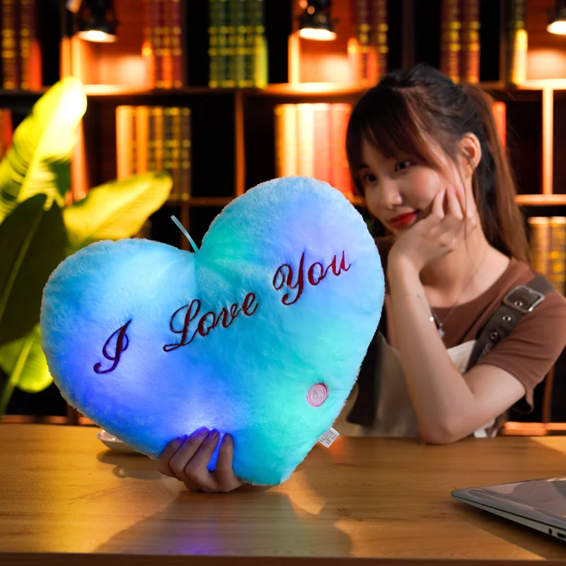 Toys for Children Plush Light Heart Toy Soft Present Birthday Gift Light LED Stuffed Animals Plush Toy Colorful Glowing 36*30