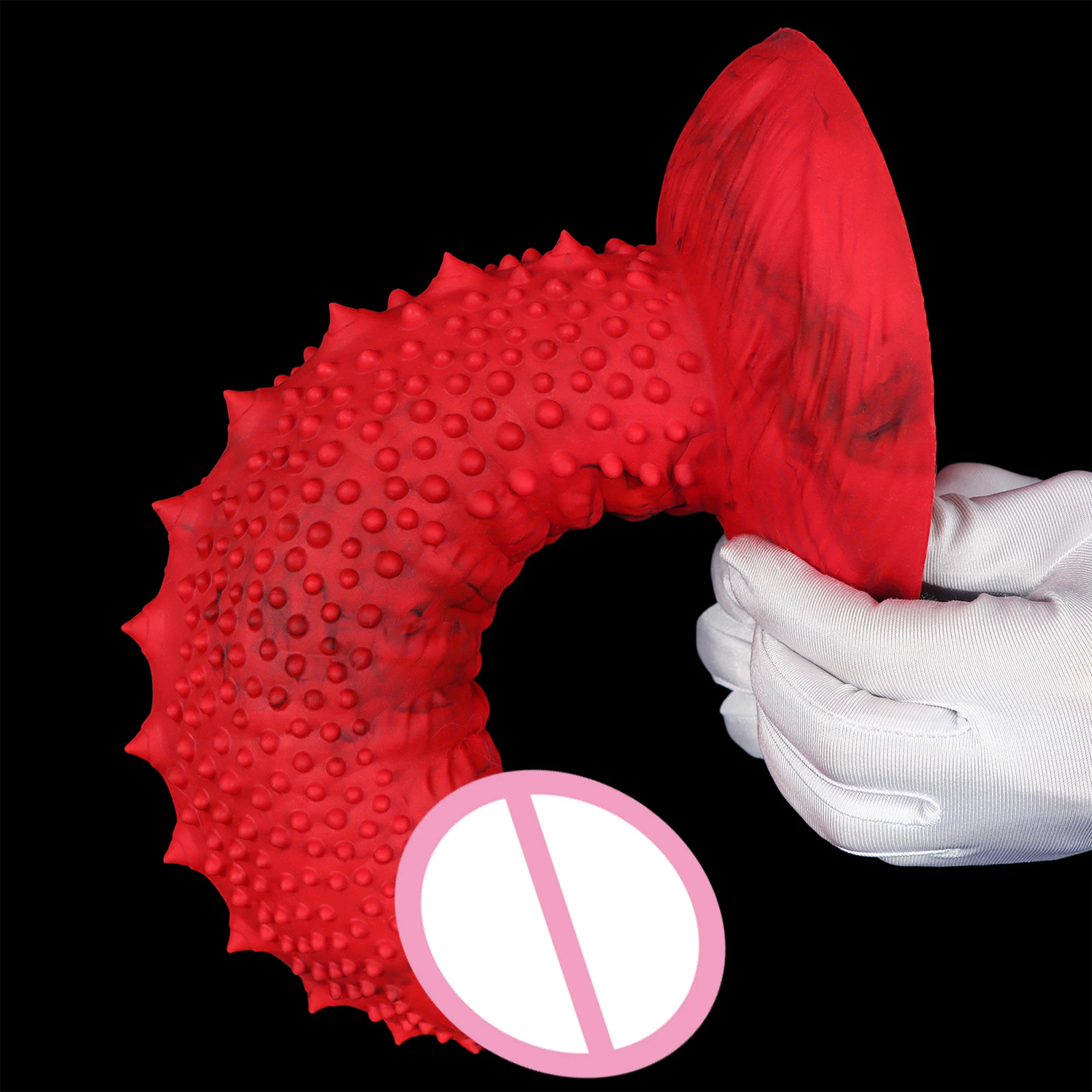 Dildo in silicone rosso con punte e ventosa gioco anale_voghion.com