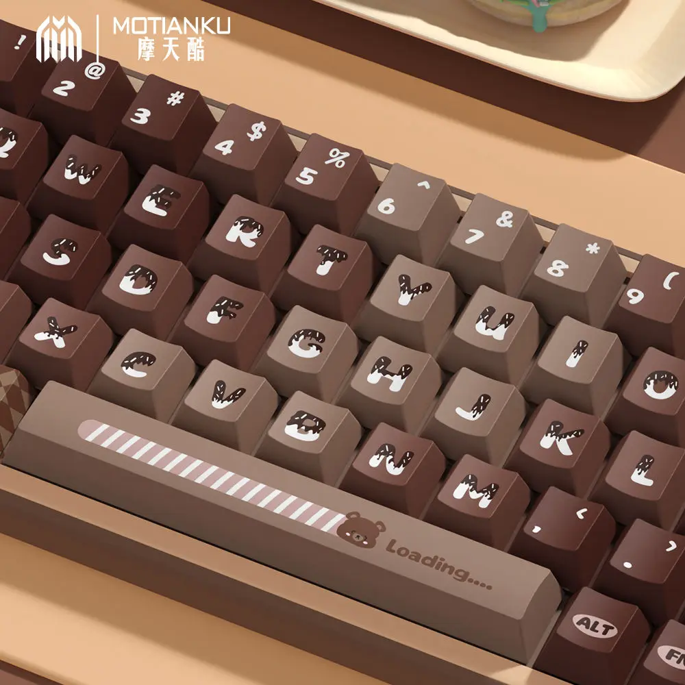 Lucky Bear-brown Gradiente Keycaps Cereja Altamente Pbt Bonito Cor Retro Adequado para Faça Você Mesmo Modificação Teclado Mecânico
