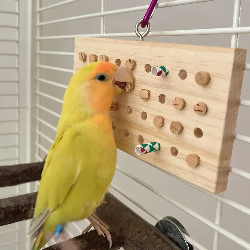 Parrot Toy Bird Toy Bird Cage Accessories Parrot Bird Toys Hanging Wood Keyboard Training Puzzle Stress Relief Toys Parrot Gnawing Teething Birdcage Accessories