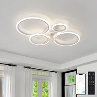 Led Low Noise Ceiling Fan Chandelier Living Dining Table Room Bedroom Kitchen Lights Black White Home Decoration Lamps Fixtures 1