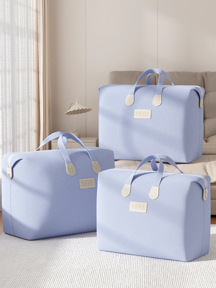 Oversized duffel bag Foldable moving doggy bag Handbag Clothing quilt storage bag College dormitory essentials Blue 5