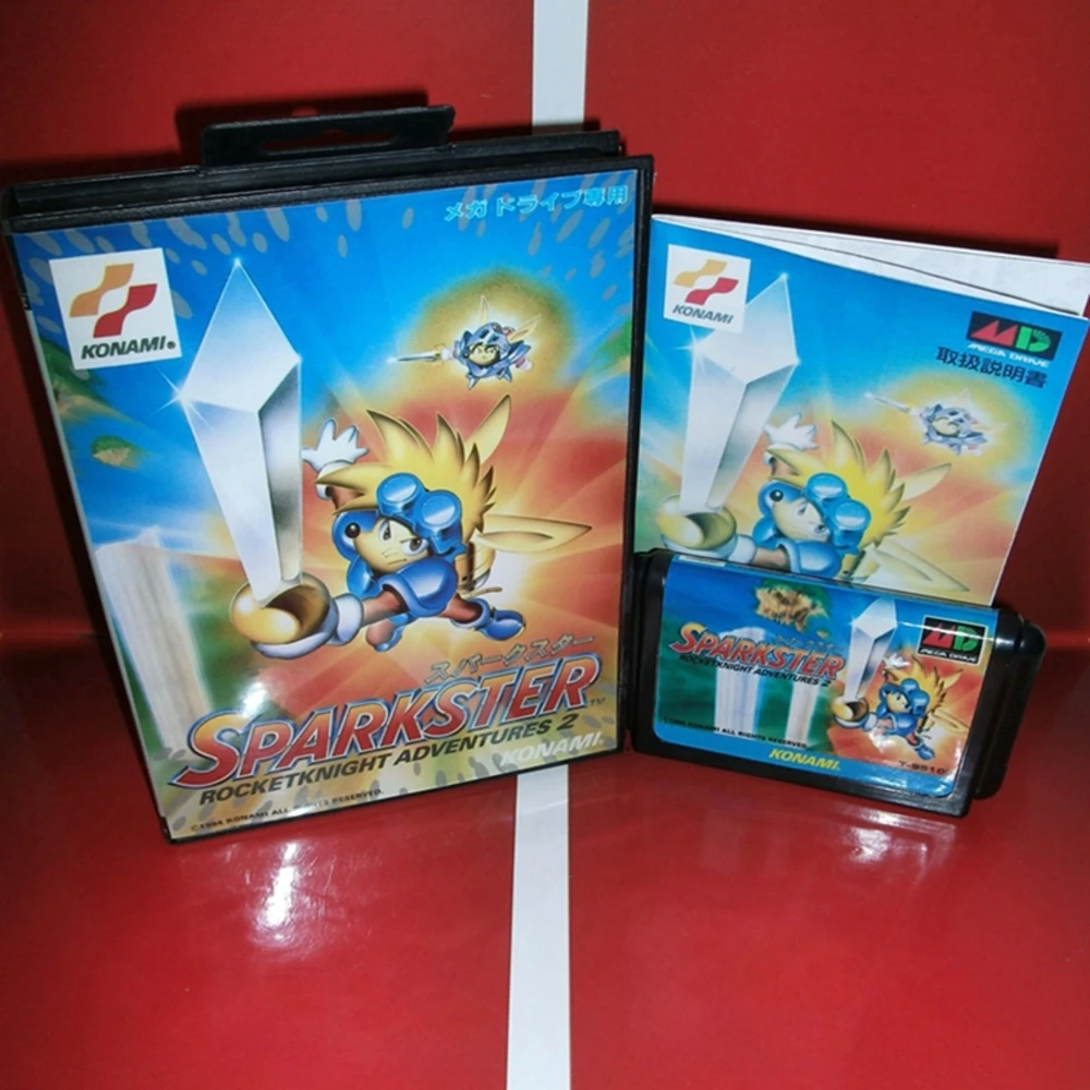 

Sparkster с коробкой и руководством для 16-битного игрового картриджа Sega MD, система Megadrive Genesis
