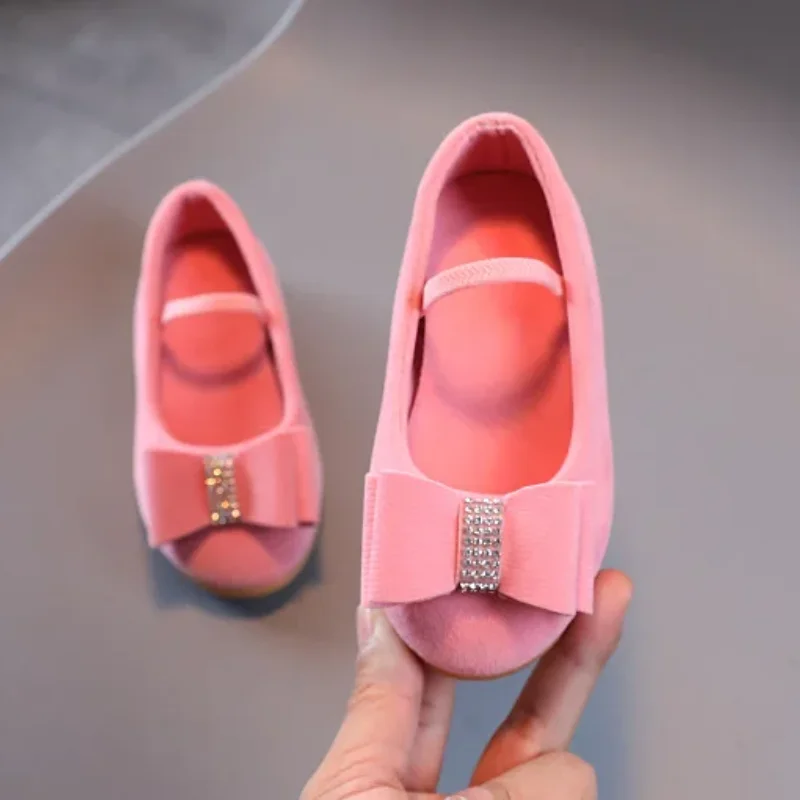 Leather Kids Princess Shoes Solid Color Flats
