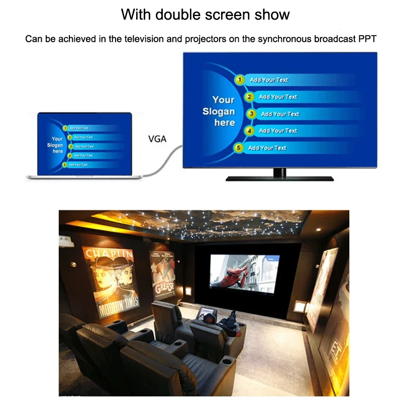 VGA To VGA Cable 15 Pin Male To Male Video Extension Converter Connector vga cable adapter,vga cable for Computer Monitor Screen Projector PC TV Adapter