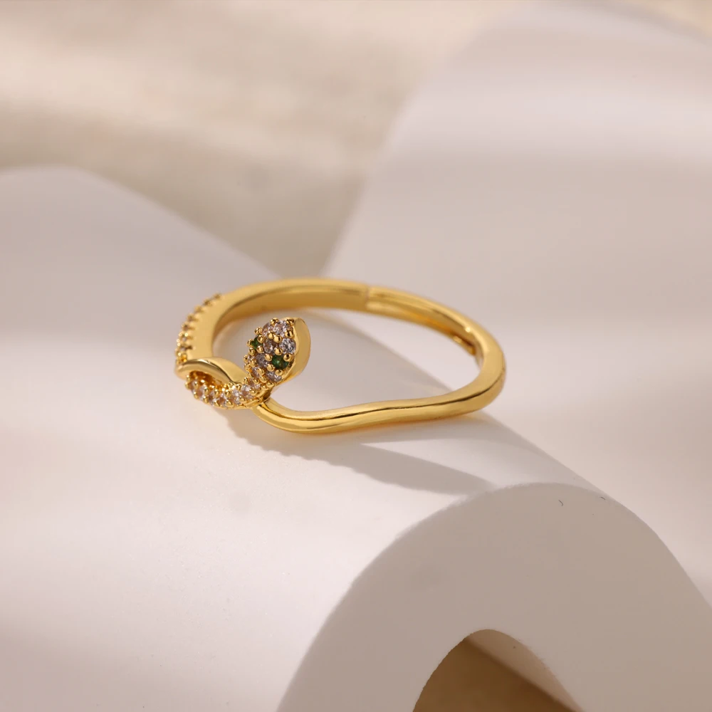 Stainless Steel Zircon Snake Ring For Women