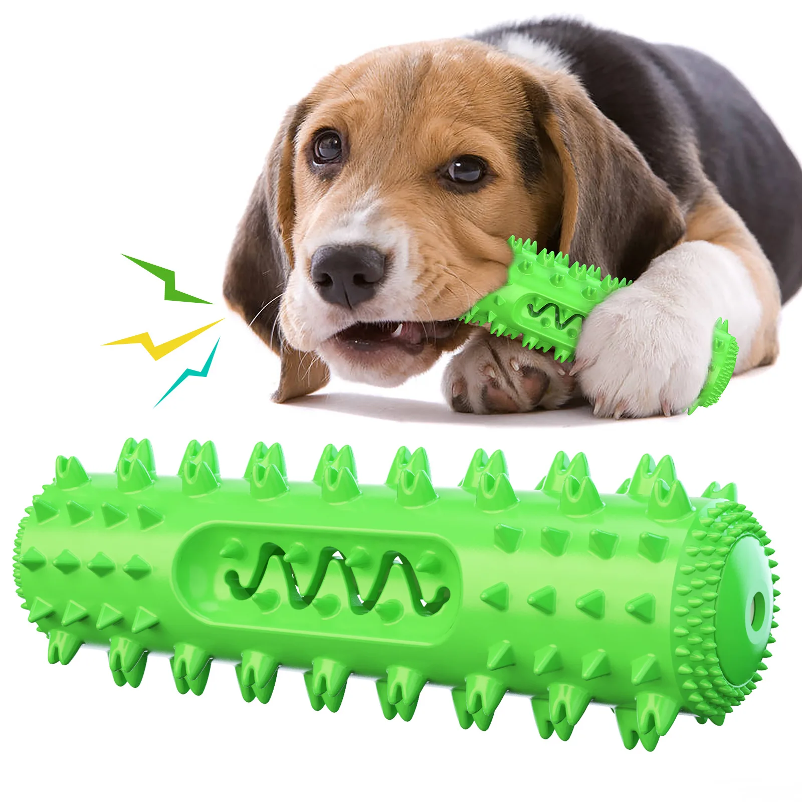 

Dog Silicone Chewing Squeak Toys Tooth Cleaning Cleaner Pet Food Feeder Accessories Interactive Training Tool Toothbrush Puppy