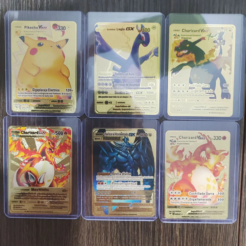 Pokemon black gold Game Cards Pikachu Anime Battle Metal Card Game Collection Cards for Kids Christmas Gift 5 Pokemon black gold Game Cards Pikachu Anime Battle Metal Card Game Collection Cards for Kids Christmas Gift 5