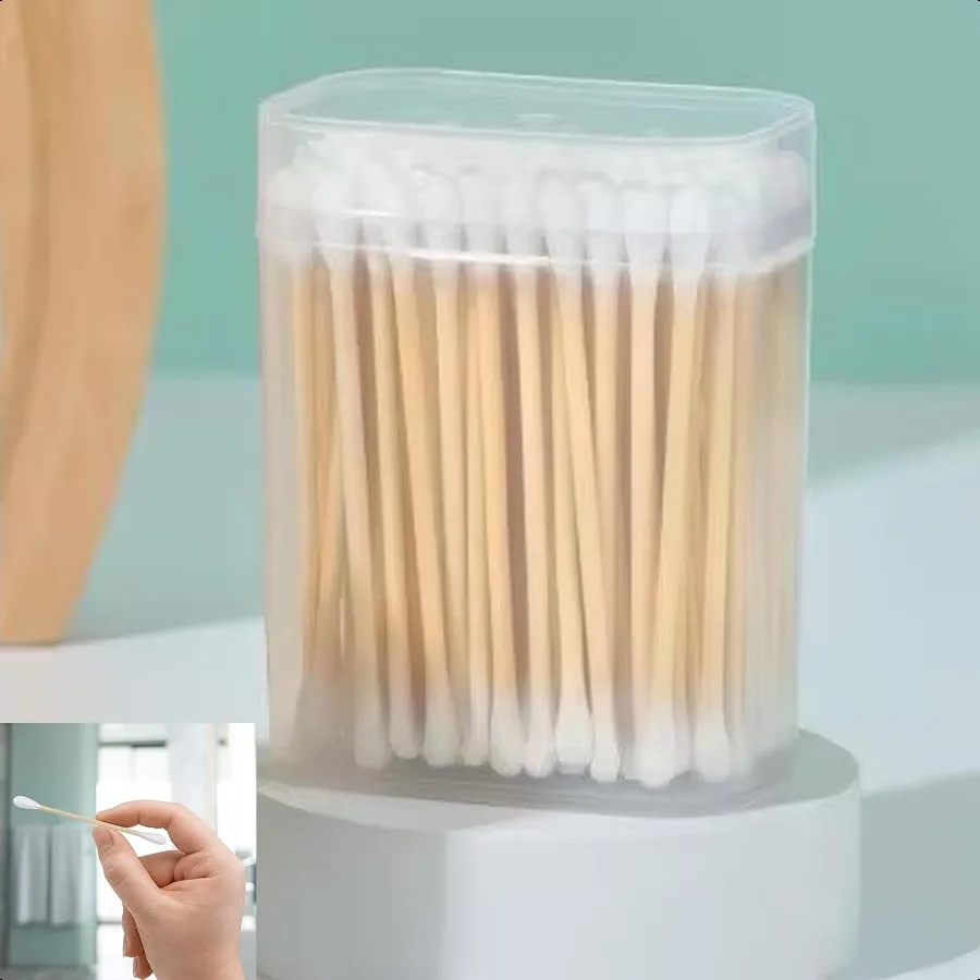 Biodegradable Organic Cotton Swabs with Wooden Sticks
